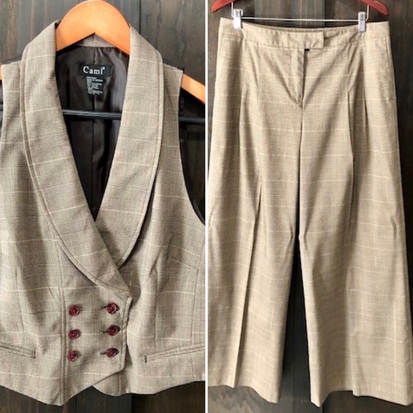 Newport News Pants - herringbone vest & wide-leg pant suit Newport News